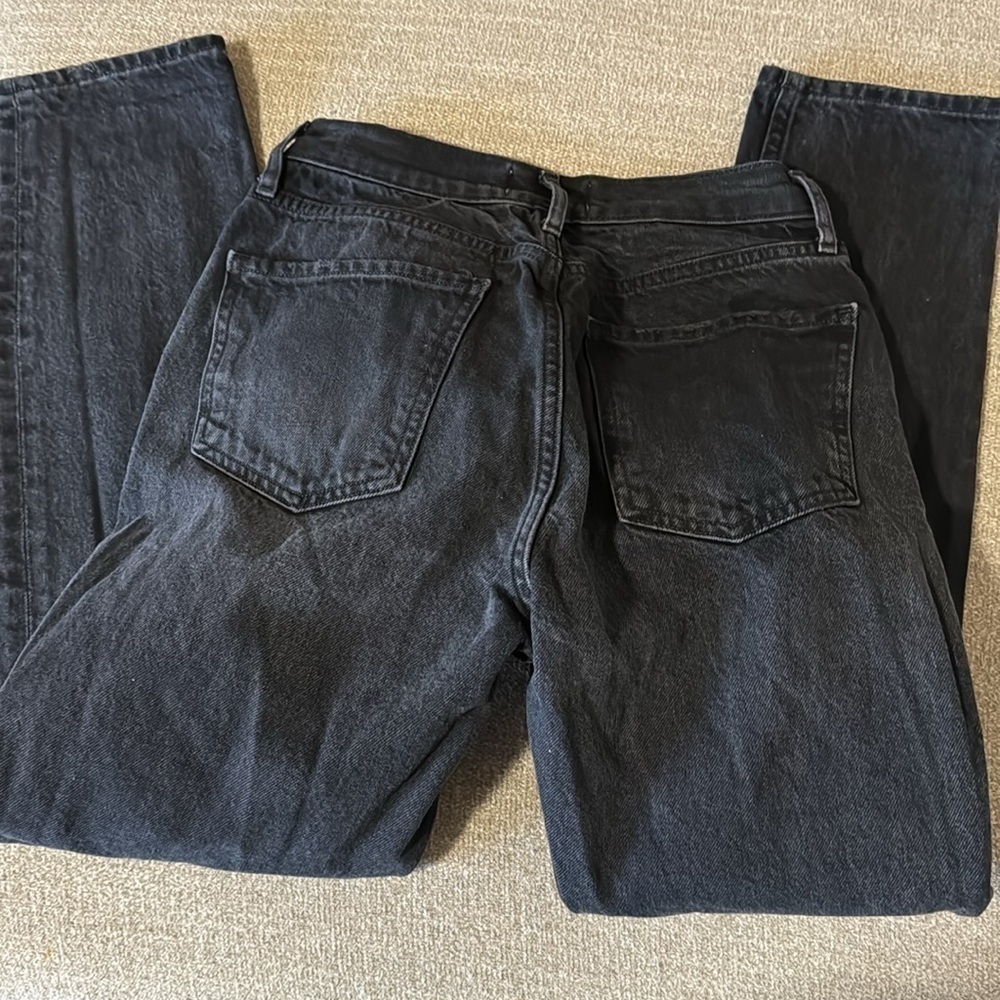 Agolde Black Nico Distressed High Rise Straight Slim Fit Jeans Size 24 - Picture 8 of 8
